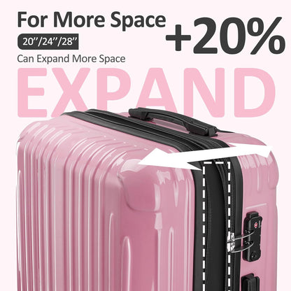 Carry on Luggage 22x14x9 Airline Approved, Expandable 20 Inch Hardside Suitcase with Wheels TSA Lock, PC+ABS Lightweight Carry on Suitcases for Women