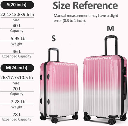 Carry on Luggage 22x14x9 Airline Approved, Expandable 20 Inch Hardside Suitcase with Wheels TSA Lock, PC+ABS Lightweight Carry on Suitcases for Women