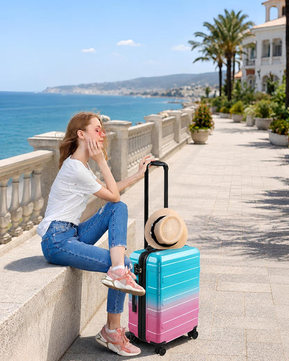 Carry on Luggage 22x14x9 Airline Approved, Expandable 20 Inch Hardside Suitcase with Wheels TSA Lock, PC+ABS Lightweight Carry on Suitcases for Women