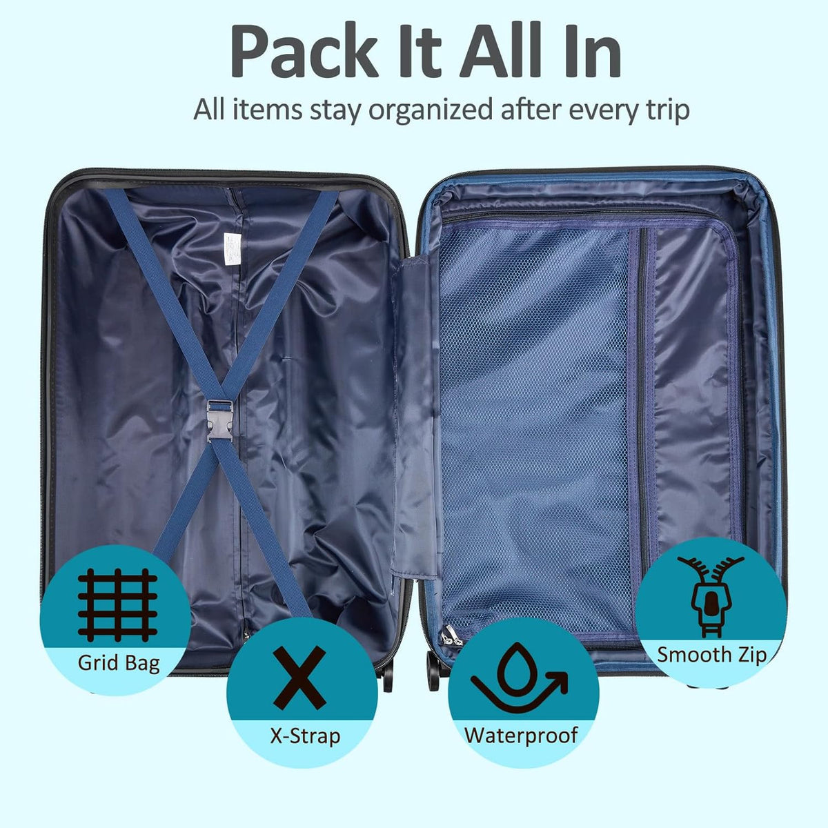 Carry on Luggage 22x14x9 Airline Approved, Expandable 20 Inch Hardside Suitcase with Wheels TSA Lock, PC+ABS Lightweight Carry on Suitcases for Women