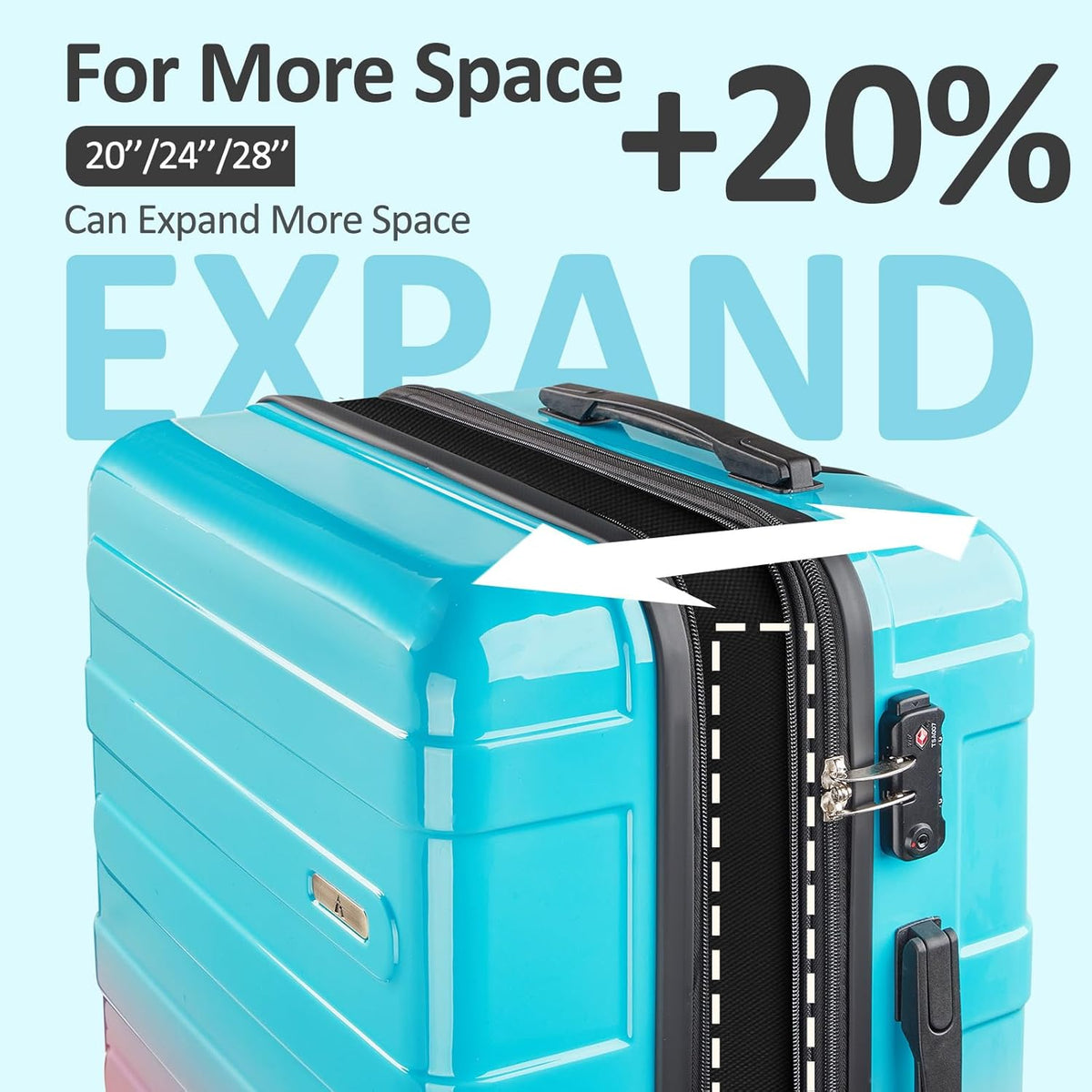 Carry on Luggage 22x14x9 Airline Approved, Expandable 20 Inch Hardside Suitcase with Wheels TSA Lock, PC+ABS Lightweight Carry on Suitcases for Women