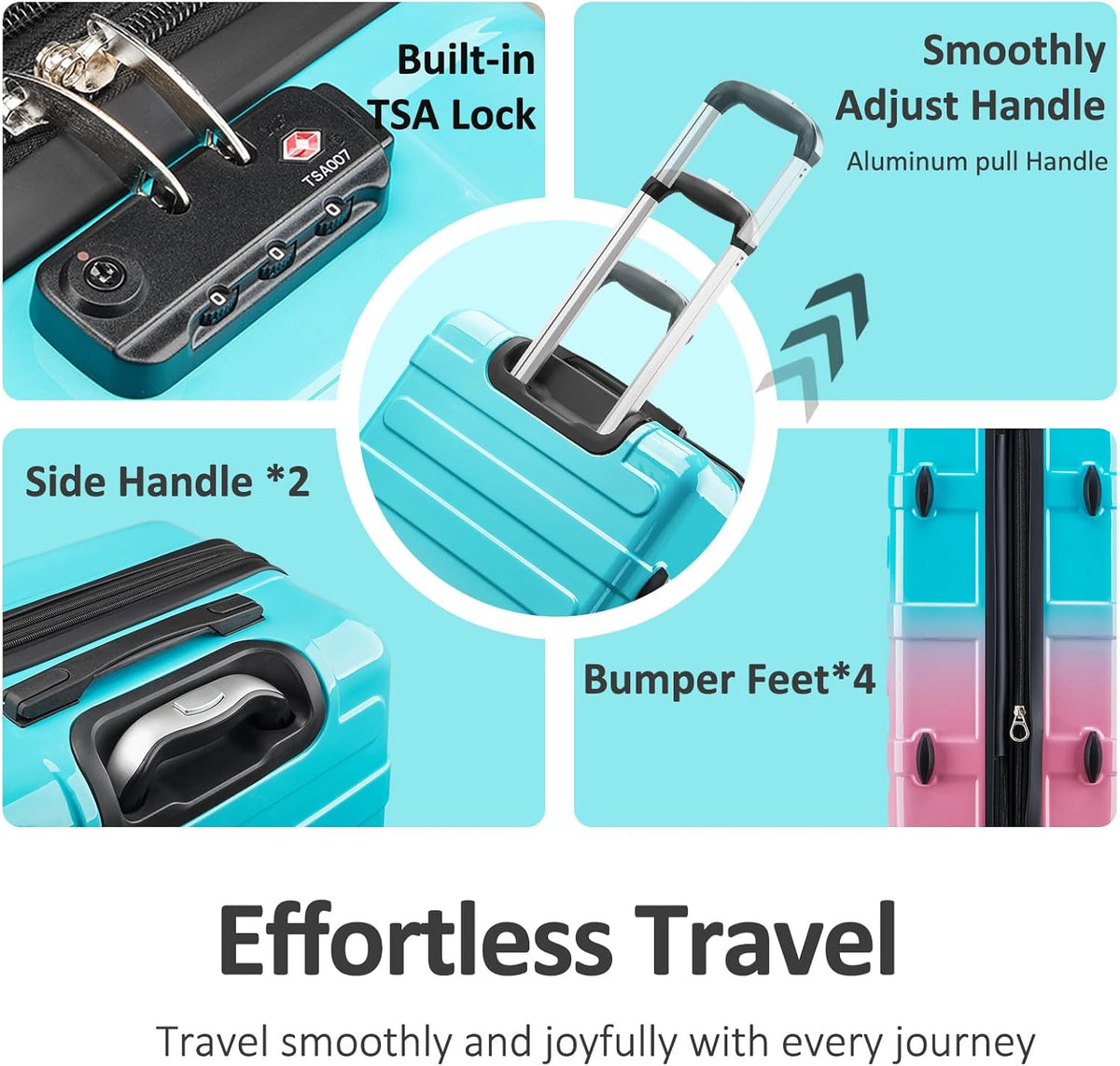 Carry on Luggage 22x14x9 Airline Approved, Expandable 20 Inch Hardside Suitcase with Wheels TSA Lock, PC+ABS Lightweight Carry on Suitcases for Women