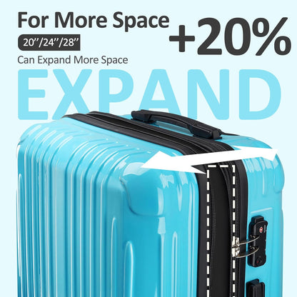 Carry on Luggage 22x14x9 Airline Approved, Expandable 20 Inch Hardside Suitcase with Wheels TSA Lock, PC+ABS Lightweight Carry on Suitcases for Women