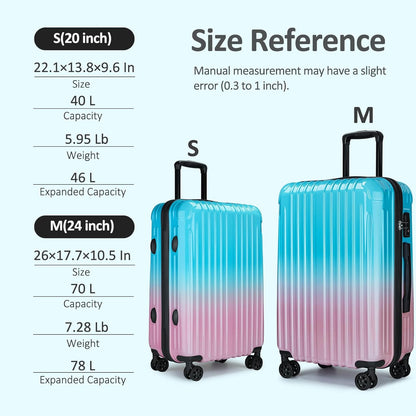 Carry on Luggage 22x14x9 Airline Approved, Expandable 20 Inch Hardside Suitcase with Wheels TSA Lock, PC+ABS Lightweight Carry on Suitcases for Women