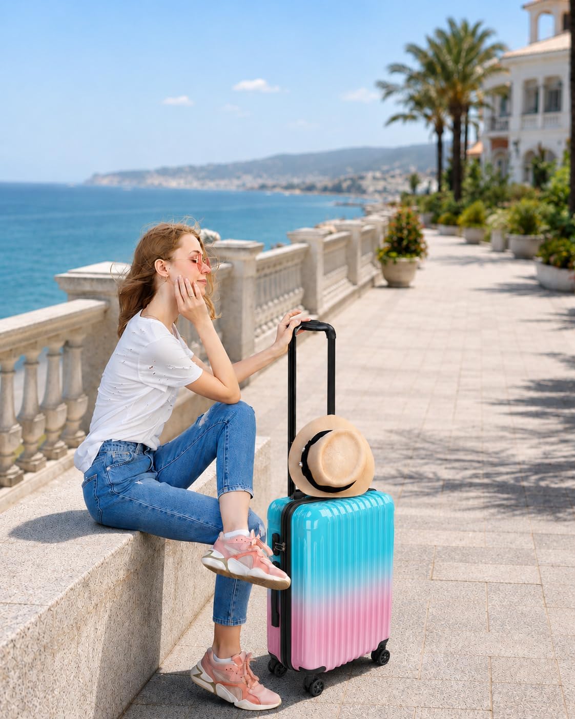 Carry on Luggage 22x14x9 Airline Approved, Expandable 20 Inch Hardside Suitcase with Wheels TSA Lock, PC+ABS Lightweight Carry on Suitcases for Women