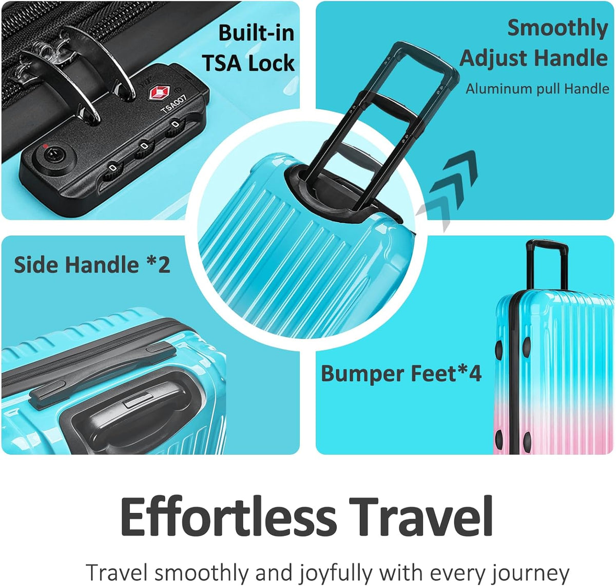 Carry on Luggage 22x14x9 Airline Approved, Expandable 20 Inch Hardside Suitcase with Wheels TSA Lock, PC+ABS Lightweight Carry on Suitcases for Women