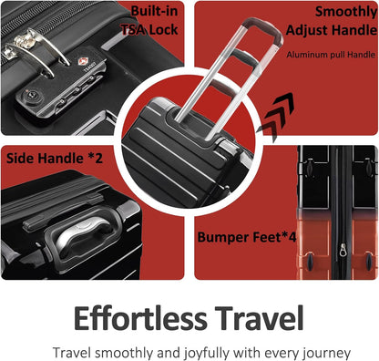 Carry on Luggage 22x14x9 Airline Approved, Expandable 20 Inch Hardside Suitcase with Wheels TSA Lock, PC+ABS Lightweight Carry on Suitcases for Women