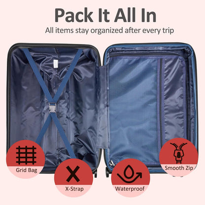 Carry on Luggage 22x14x9 Airline Approved, Expandable 20 Inch Hardside Suitcase with Wheels TSA Lock, PC+ABS Lightweight Carry on Suitcases for Women