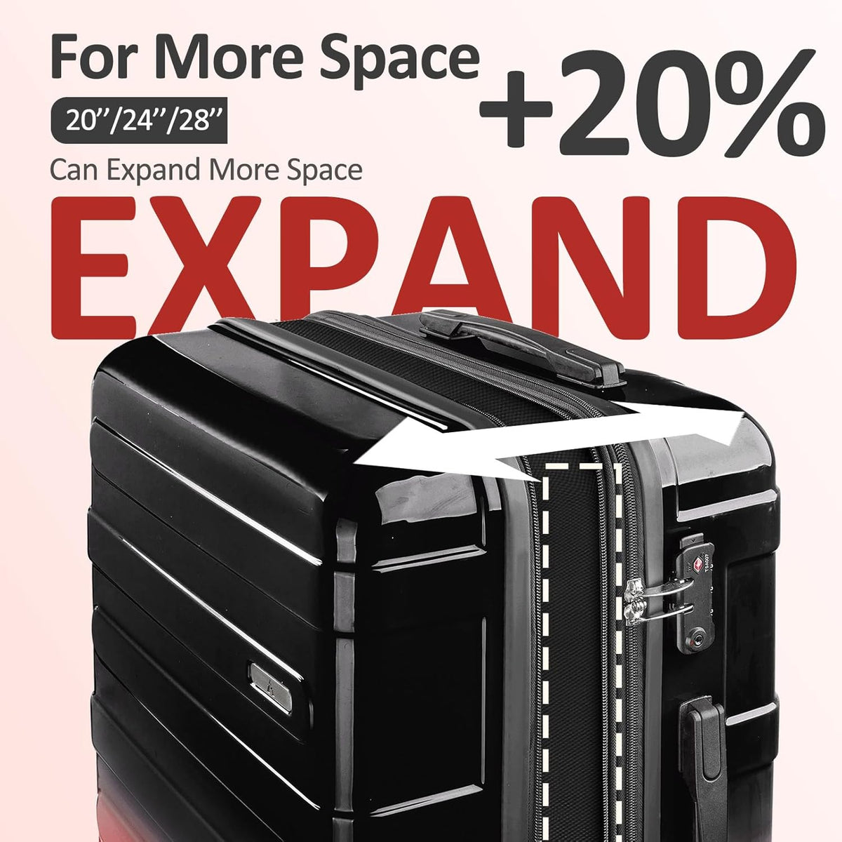Carry on Luggage 22x14x9 Airline Approved, Expandable 20 Inch Hardside Suitcase with Wheels TSA Lock, PC+ABS Lightweight Carry on Suitcases for Women