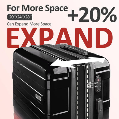 Carry on Luggage 22x14x9 Airline Approved, Expandable 20 Inch Hardside Suitcase with Wheels TSA Lock, PC+ABS Lightweight Carry on Suitcases for Women