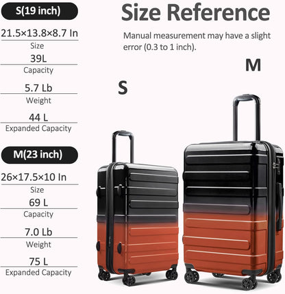 Carry on Luggage 22x14x9 Airline Approved, Expandable 20 Inch Hardside Suitcase with Wheels TSA Lock, PC+ABS Lightweight Carry on Suitcases for Women