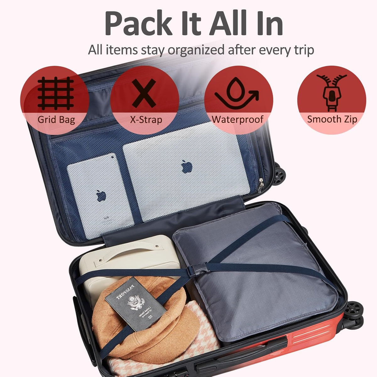 Carry on Luggage 22x14x9 Airline Approved, Expandable 20 Inch Hardside Suitcase with Wheels TSA Lock, PC+ABS Lightweight Carry on Suitcases for Women