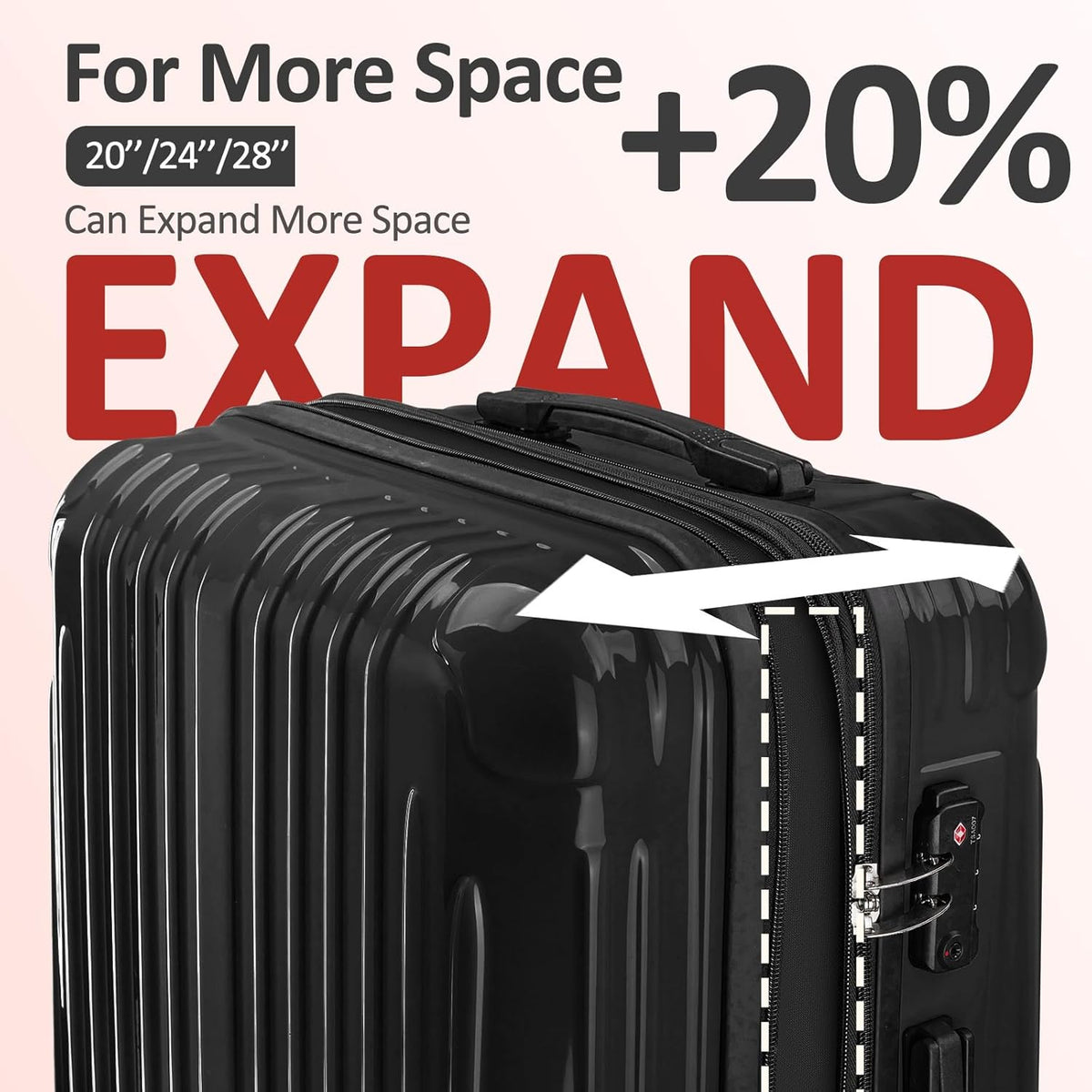 Carry on Luggage 22x14x9 Airline Approved, Expandable 20 Inch Hardside Suitcase with Wheels TSA Lock, PC+ABS Lightweight Carry on Suitcases for Women