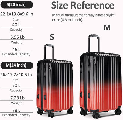 Carry on Luggage 22x14x9 Airline Approved, Expandable 20 Inch Hardside Suitcase with Wheels TSA Lock, PC+ABS Lightweight Carry on Suitcases for Women