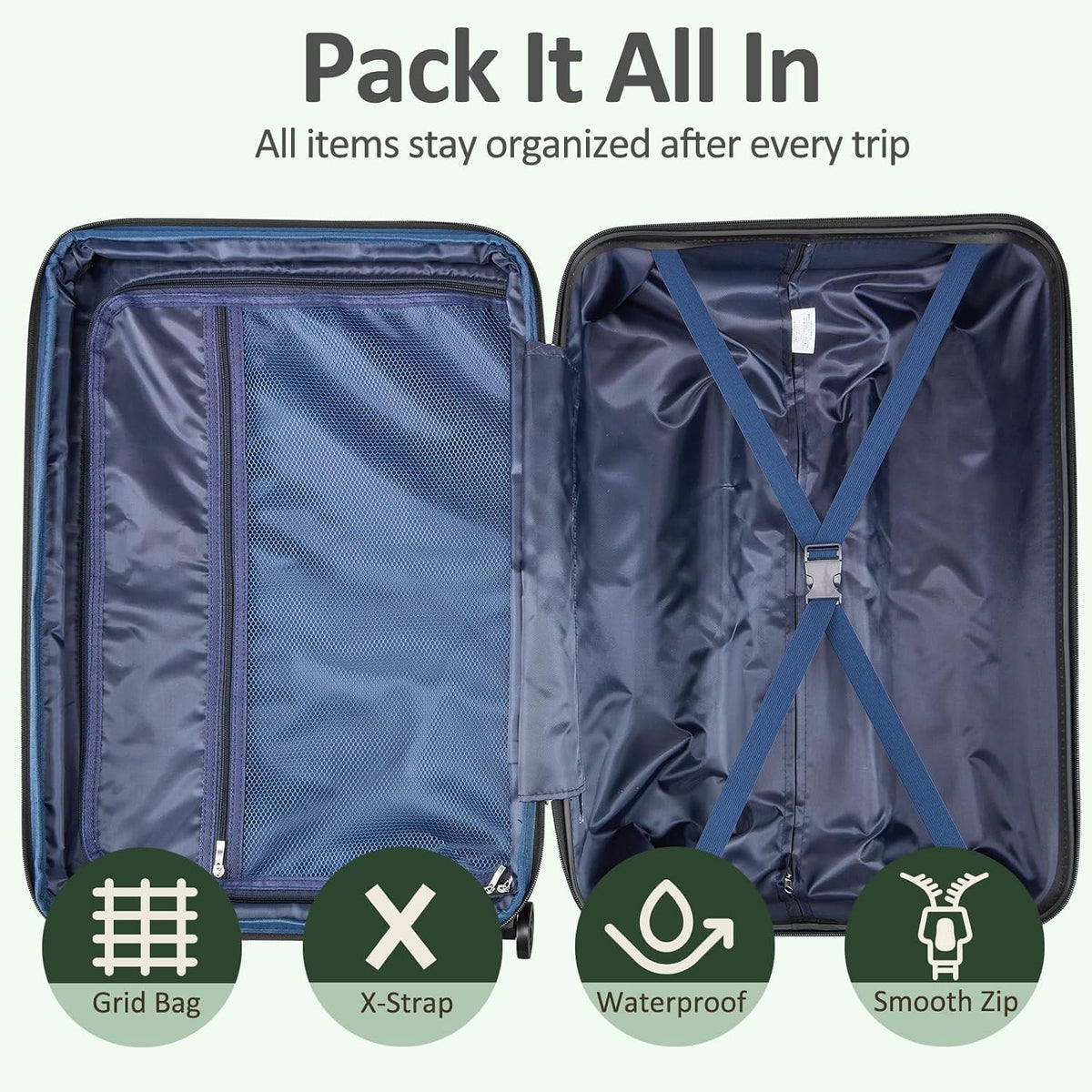 Carry on Luggage 22x14x9 Airline Approved, Expandable 20 Inch Hardside Suitcase with Wheels TSA Lock, PC+ABS Lightweight Carry on Suitcases for Women