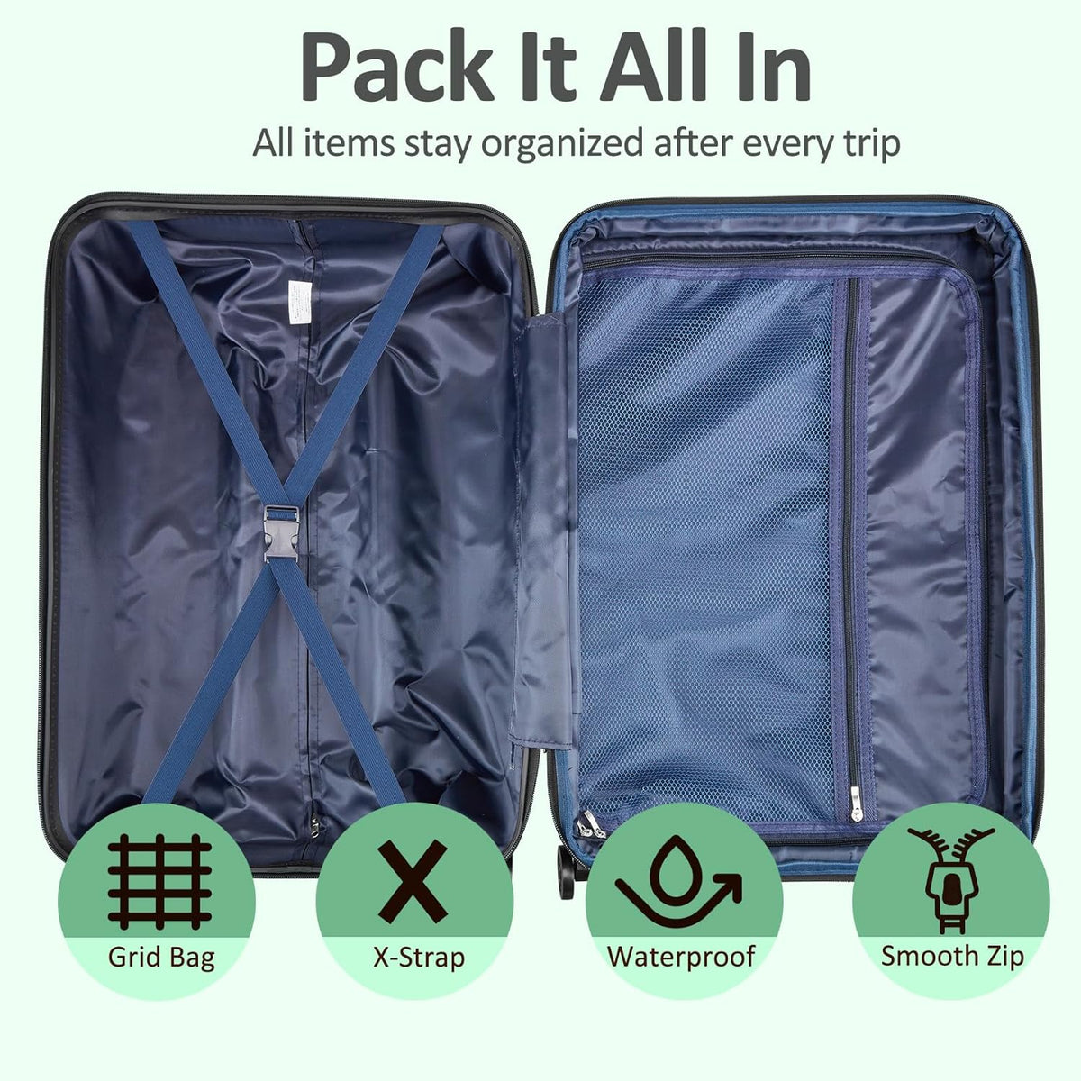 Carry on Luggage 22x14x9 Airline Approved, Expandable 20 Inch Hardside Suitcase with Wheels TSA Lock, PC+ABS Lightweight Carry on Suitcases for Women
