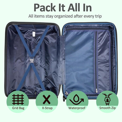 Carry on Luggage 22x14x9 Airline Approved, Expandable 20 Inch Hardside Suitcase with Wheels TSA Lock, PC+ABS Lightweight Carry on Suitcases for Women