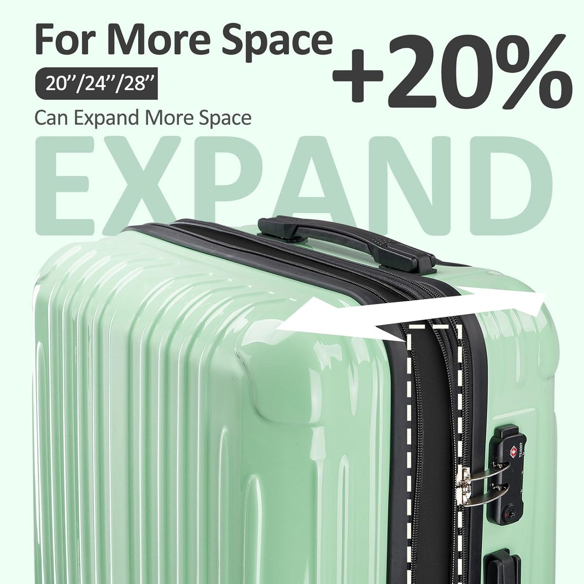 Carry on Luggage 22x14x9 Airline Approved, Expandable 20 Inch Hardside Suitcase with Wheels TSA Lock, PC+ABS Lightweight Carry on Suitcases for Women