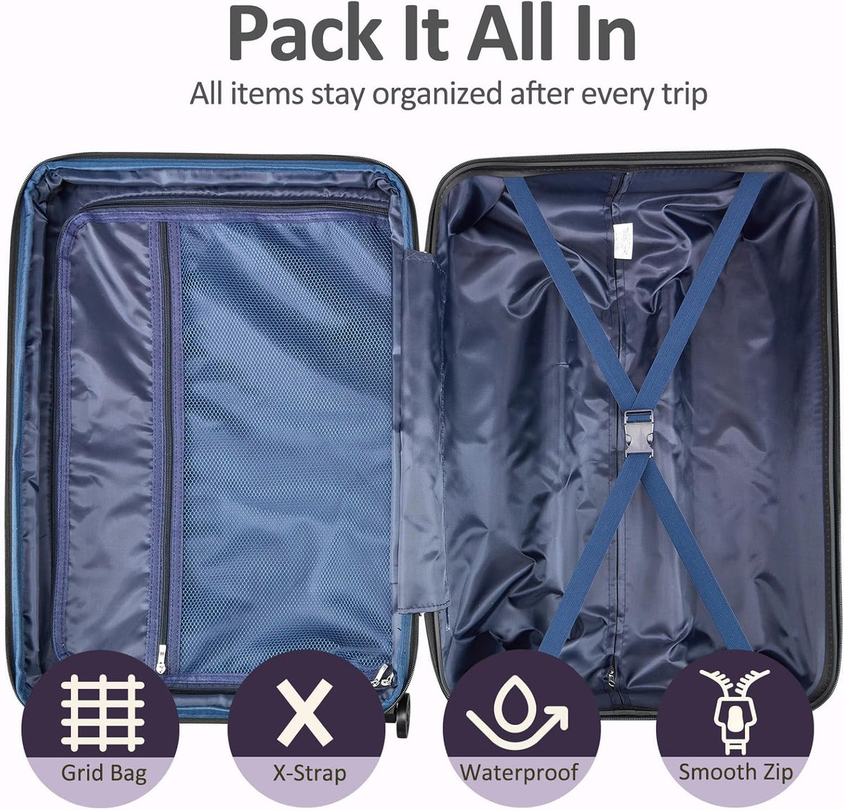 Carry on Luggage 22x14x9 Airline Approved, Expandable 20 Inch Hardside Suitcase with Wheels TSA Lock, PC+ABS Lightweight Carry on Suitcases for Women