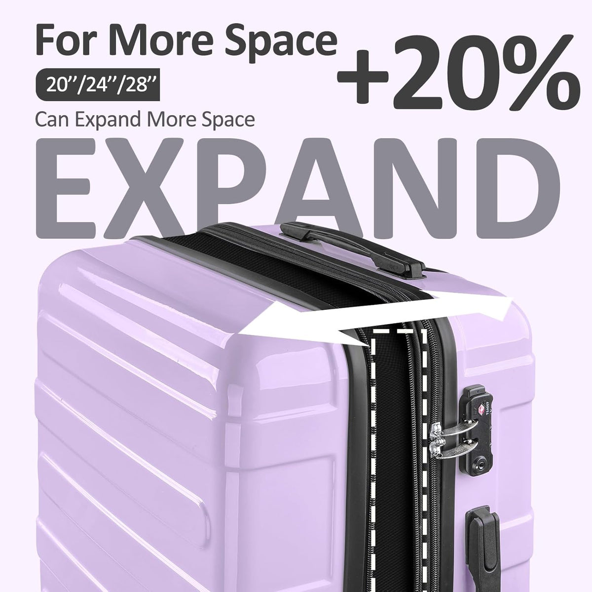 Carry on Luggage 22x14x9 Airline Approved, Expandable 20 Inch Hardside Suitcase with Wheels TSA Lock, PC+ABS Lightweight Carry on Suitcases for Women