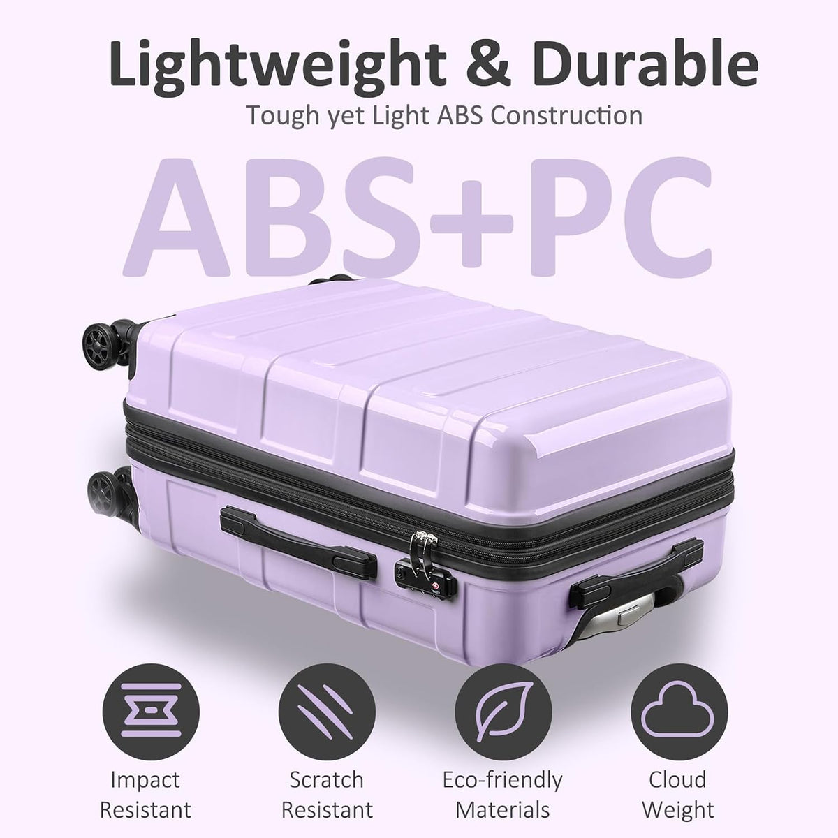 Carry on Luggage 22x14x9 Airline Approved, Expandable 20 Inch Hardside Suitcase with Wheels TSA Lock, PC+ABS Lightweight Carry on Suitcases for Women