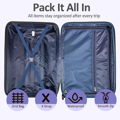 Carry on Luggage 22x14x9 Airline Approved, Expandable 20 Inch Hardside Suitcase with Wheels TSA Lock, PC+ABS Lightweight Carry on Suitcases for Women
