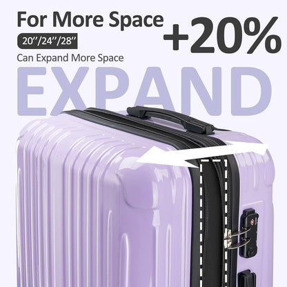 Carry on Luggage 22x14x9 Airline Approved, Expandable 20 Inch Hardside Suitcase with Wheels TSA Lock, PC+ABS Lightweight Carry on Suitcases for Women