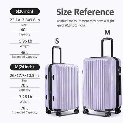 Carry on Luggage 22x14x9 Airline Approved, Expandable 20 Inch Hardside Suitcase with Wheels TSA Lock, PC+ABS Lightweight Carry on Suitcases for Women
