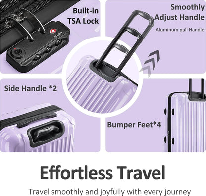 Carry on Luggage 22x14x9 Airline Approved, Expandable 20 Inch Hardside Suitcase with Wheels TSA Lock, PC+ABS Lightweight Carry on Suitcases for Women