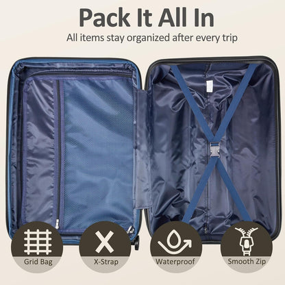 Carry on Luggage 22x14x9 Airline Approved, Expandable 20 Inch Hardside Suitcase with Wheels TSA Lock, PC+ABS Lightweight Carry on Suitcases for Women