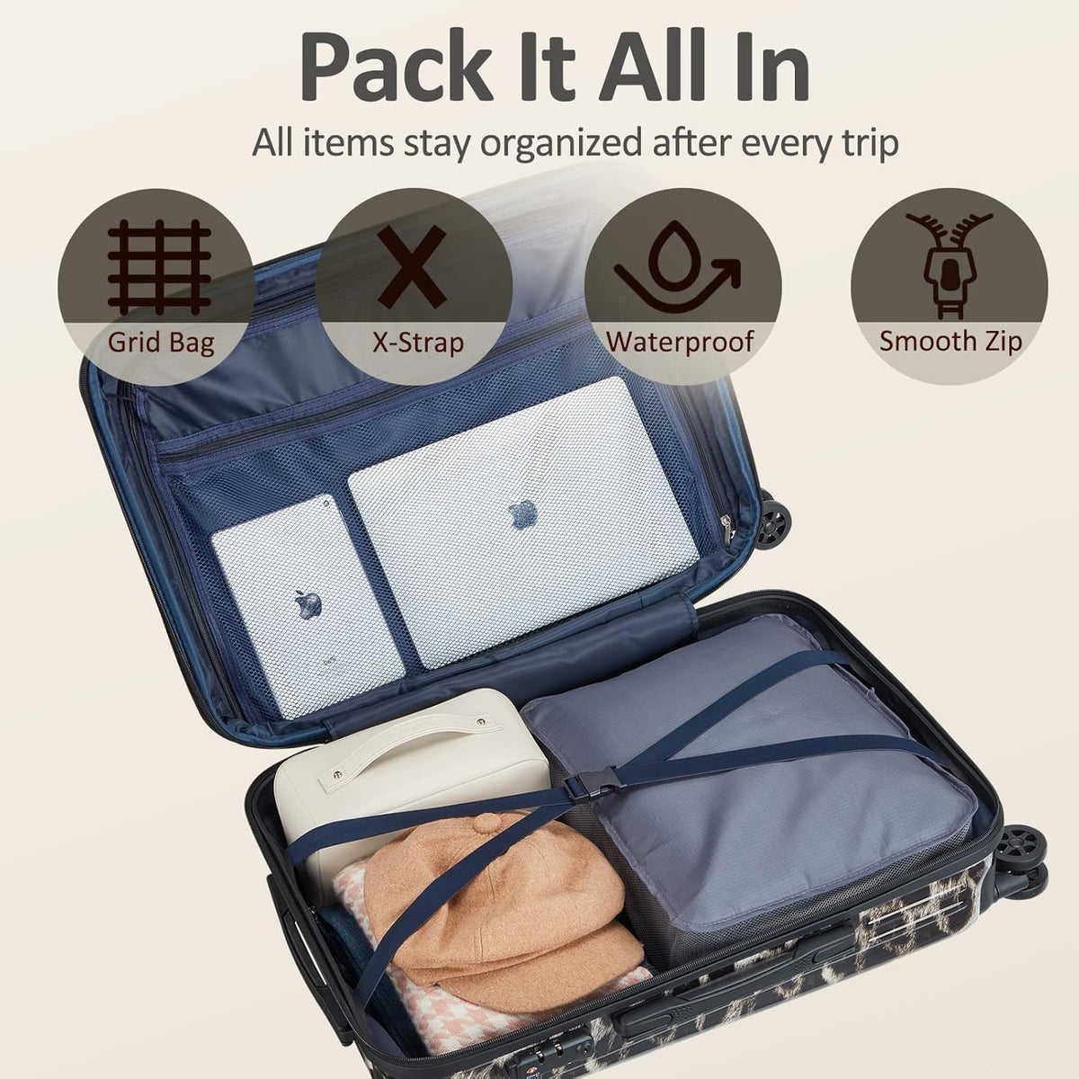 Carry on Luggage 22x14x9 Airline Approved, Expandable 20 Inch Hardside Suitcase with Wheels TSA Lock, PC+ABS Lightweight Carry on Suitcases for Women