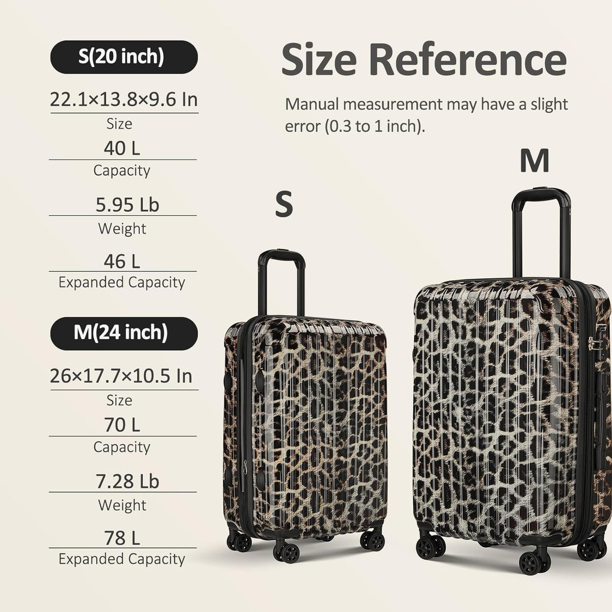 Carry on Luggage 22x14x9 Airline Approved, Expandable 20 Inch Hardside Suitcase with Wheels TSA Lock, PC+ABS Lightweight Carry on Suitcases for Women