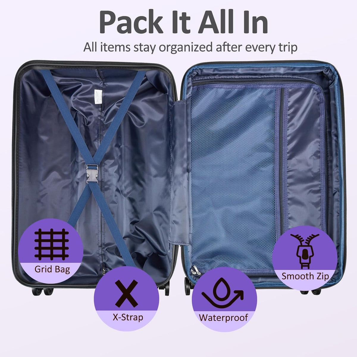 Carry on Luggage 22x14x9 Airline Approved, Expandable 20 Inch Hardside Suitcase with Wheels TSA Lock, PC+ABS Lightweight Carry on Suitcases for Women