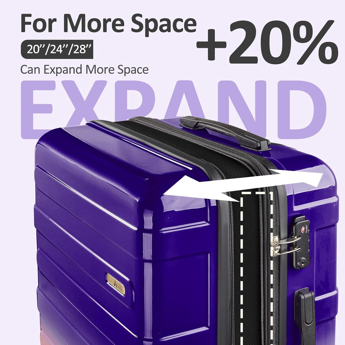 Carry on Luggage 22x14x9 Airline Approved, Expandable 20 Inch Hardside Suitcase with Wheels TSA Lock, PC+ABS Lightweight Carry on Suitcases for Women