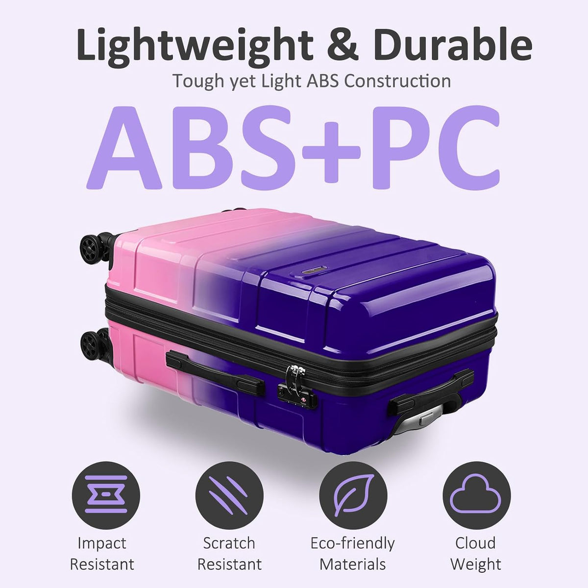 Carry on Luggage 22x14x9 Airline Approved, Expandable 20 Inch Hardside Suitcase with Wheels TSA Lock, PC+ABS Lightweight Carry on Suitcases for Women