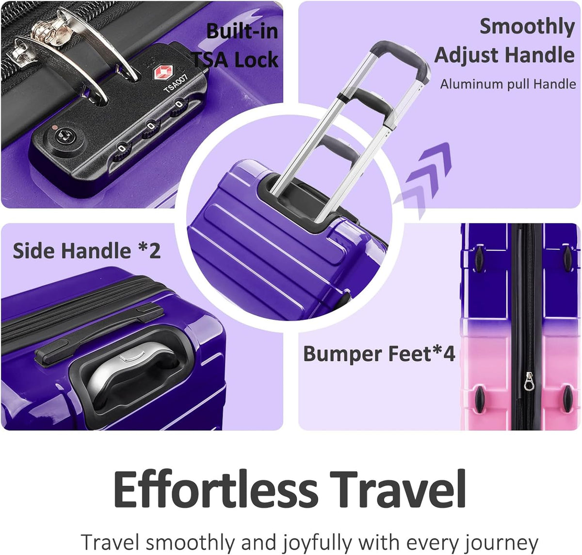 Carry on Luggage 22x14x9 Airline Approved, Expandable 20 Inch Hardside Suitcase with Wheels TSA Lock, PC+ABS Lightweight Carry on Suitcases for Women