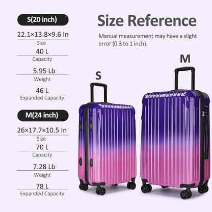 Carry on Luggage 22x14x9 Airline Approved, Expandable 20 Inch Hardside Suitcase with Wheels TSA Lock, PC+ABS Lightweight Carry on Suitcases for Women