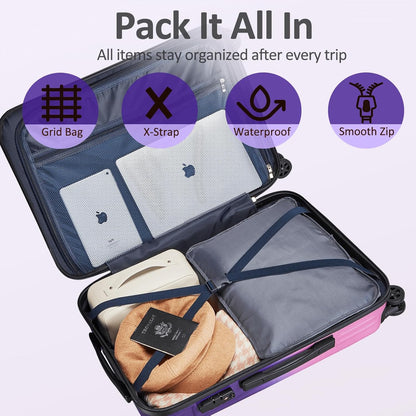 Carry on Luggage 22x14x9 Airline Approved, Expandable 20 Inch Hardside Suitcase with Wheels TSA Lock, PC+ABS Lightweight Carry on Suitcases for Women