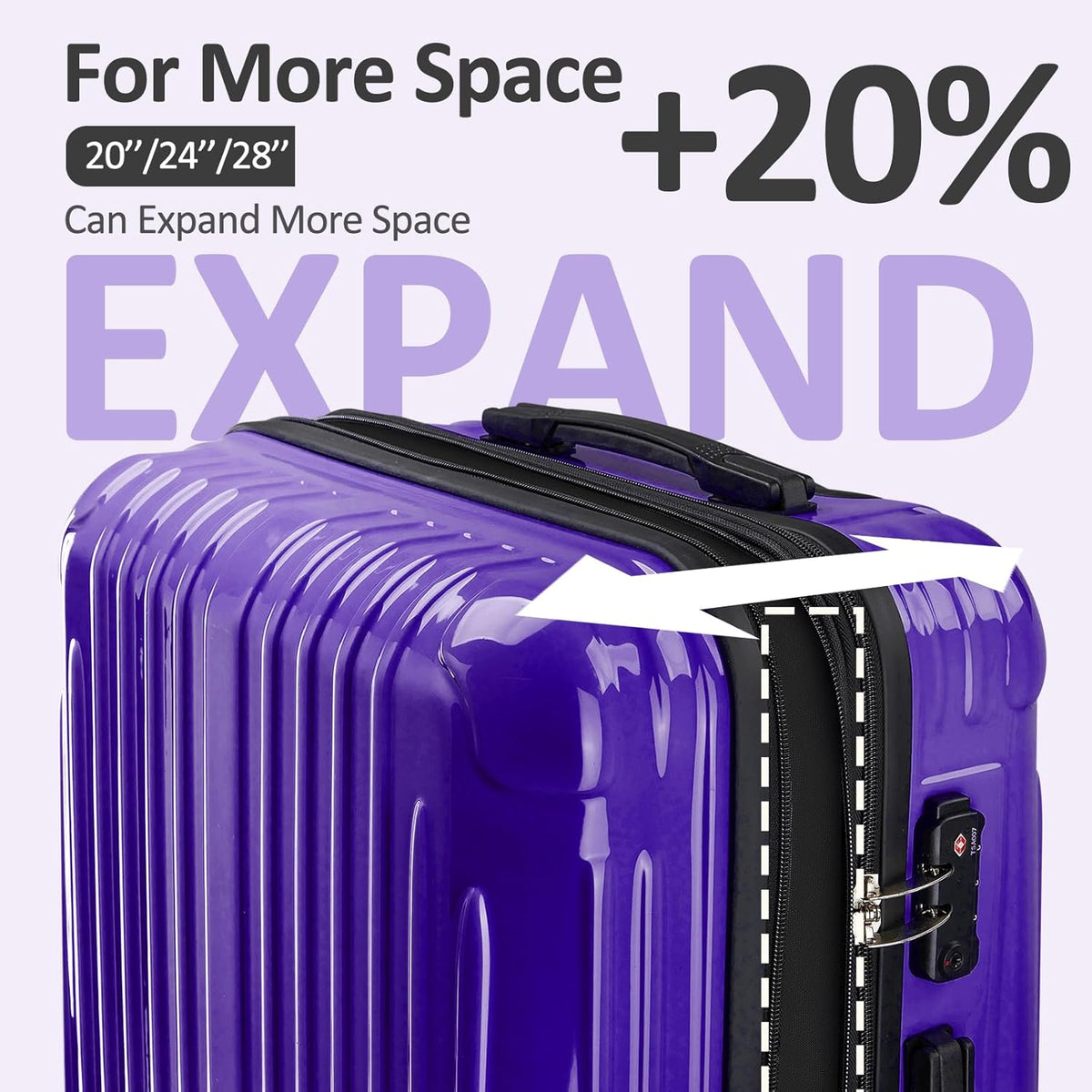 Carry on Luggage 22x14x9 Airline Approved, Expandable 20 Inch Hardside Suitcase with Wheels TSA Lock, PC+ABS Lightweight Carry on Suitcases for Women