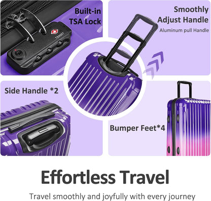Carry on Luggage 22x14x9 Airline Approved, Expandable 20 Inch Hardside Suitcase with Wheels TSA Lock, PC+ABS Lightweight Carry on Suitcases for Women