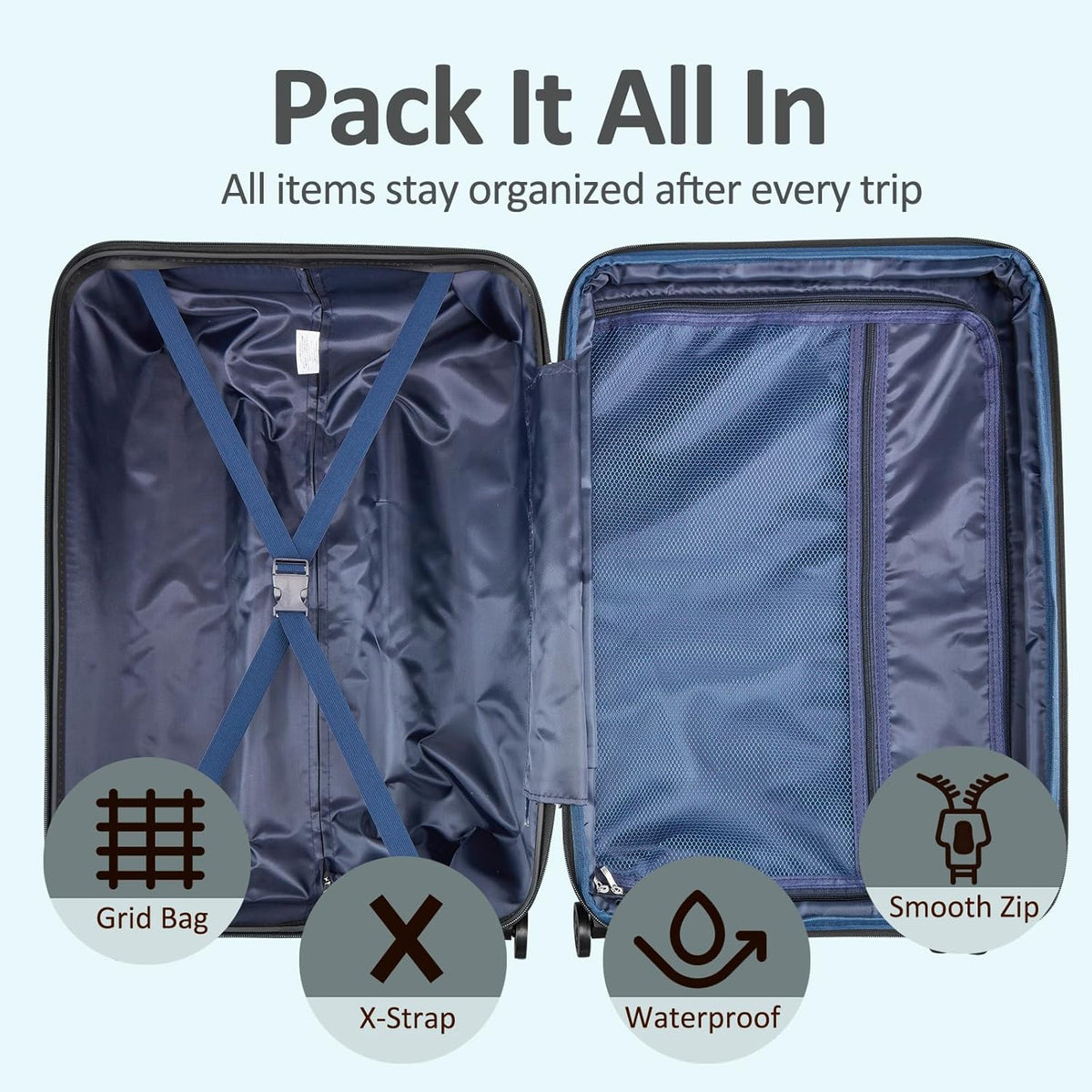 Carry on Luggage 22x14x9 Airline Approved, Expandable 20 Inch Hardside Suitcase with Wheels TSA Lock, PC+ABS Lightweight Carry on Suitcases for Women