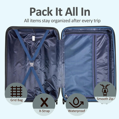 Carry on Luggage 22x14x9 Airline Approved, Expandable 20 Inch Hardside Suitcase with Wheels TSA Lock, PC+ABS Lightweight Carry on Suitcases for Women