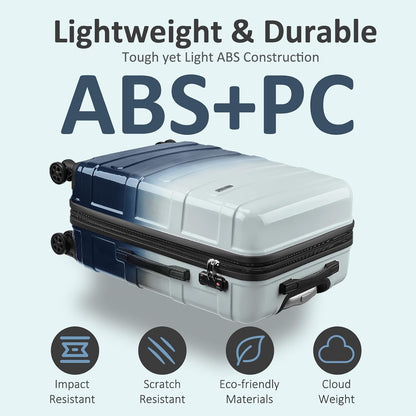 Carry on Luggage 22x14x9 Airline Approved, Expandable 20 Inch Hardside Suitcase with Wheels TSA Lock, PC+ABS Lightweight Carry on Suitcases for Women