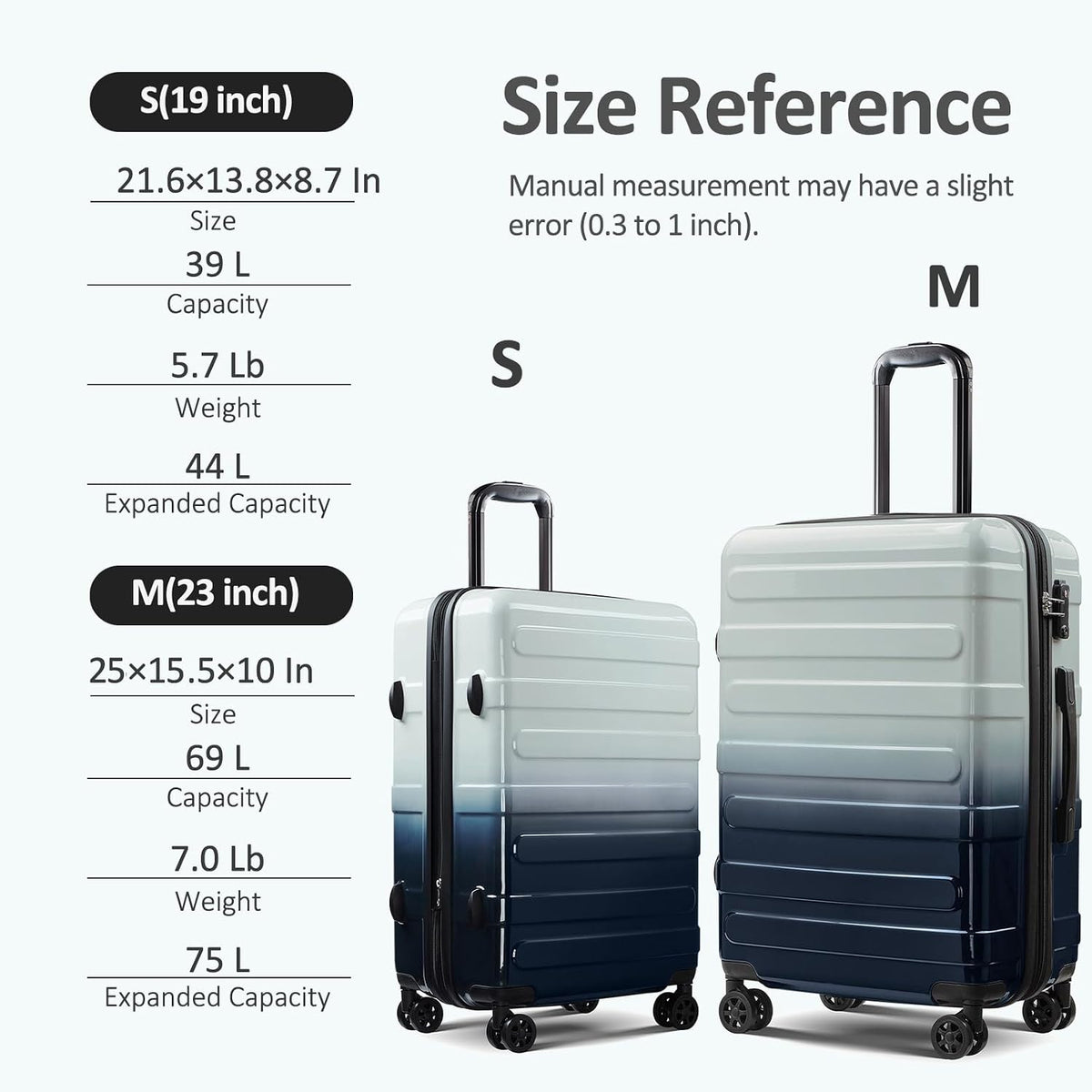 Carry on Luggage 22x14x9 Airline Approved, Expandable 20 Inch Hardside Suitcase with Wheels TSA Lock, PC+ABS Lightweight Carry on Suitcases for Women
