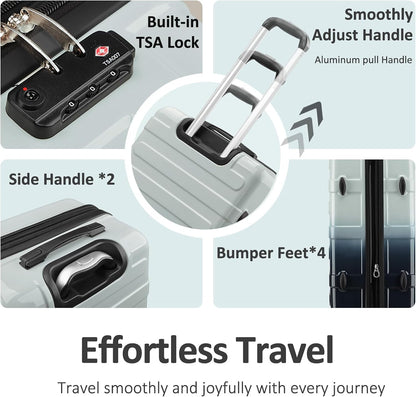 Carry on Luggage 22x14x9 Airline Approved, Expandable 20 Inch Hardside Suitcase with Wheels TSA Lock, PC+ABS Lightweight Carry on Suitcases for Women