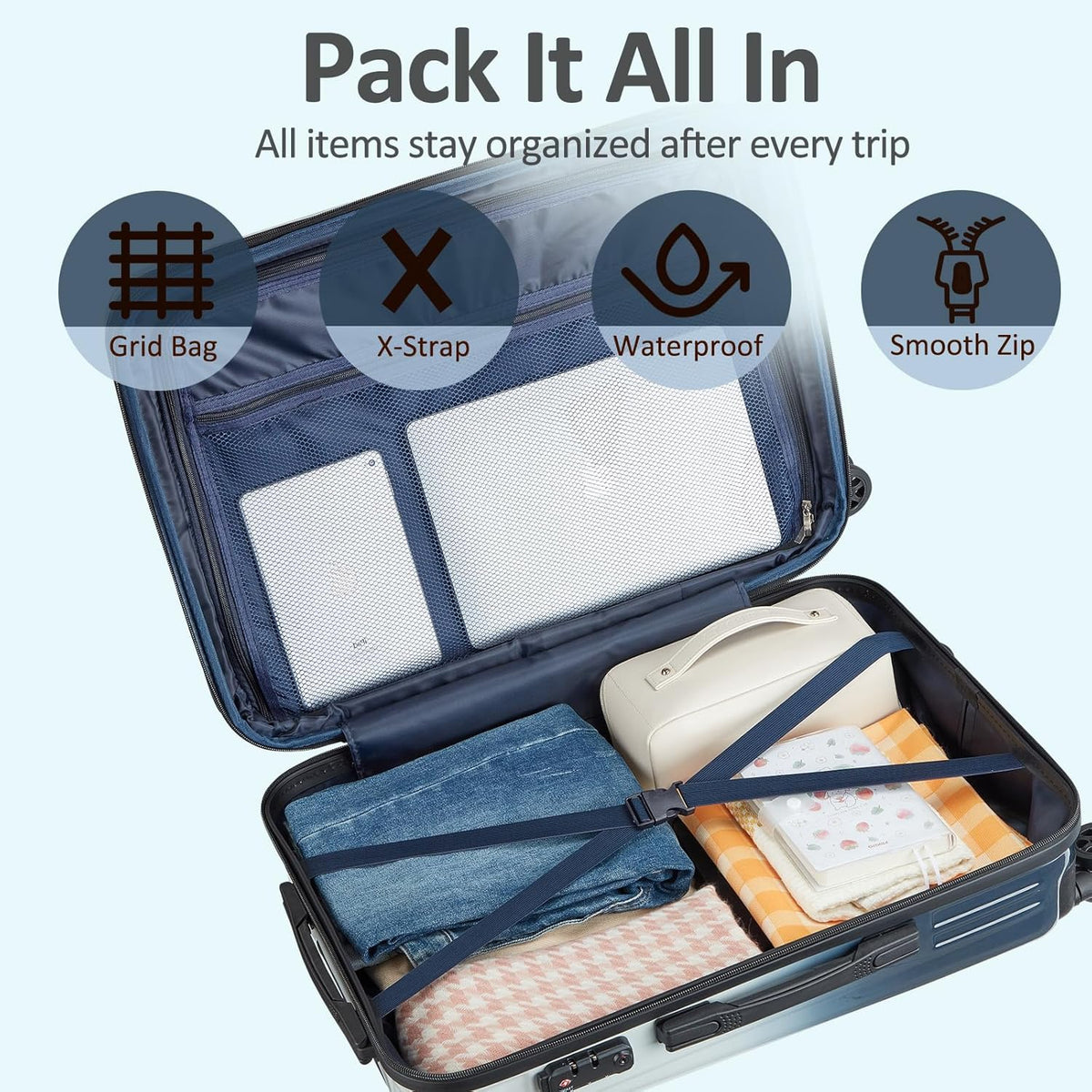 Carry on Luggage 22x14x9 Airline Approved, Expandable 20 Inch Hardside Suitcase with Wheels TSA Lock, PC+ABS Lightweight Carry on Suitcases for Women