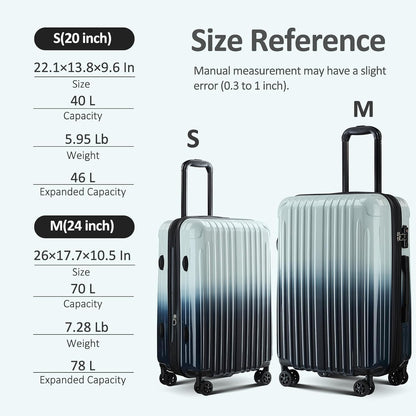Carry on Luggage 22x14x9 Airline Approved, Expandable 20 Inch Hardside Suitcase with Wheels TSA Lock, PC+ABS Lightweight Carry on Suitcases for Women