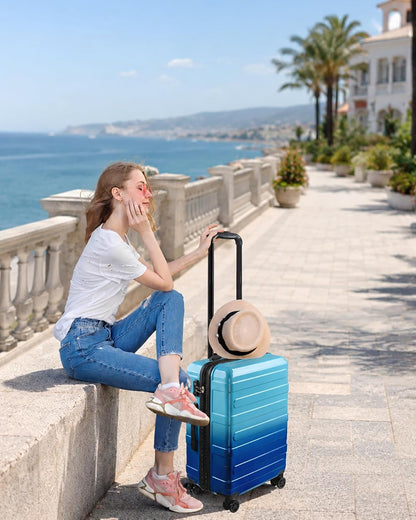 Carry on Luggage 22x14x9 Airline Approved, Expandable 20 Inch Hardside Suitcase with Wheels TSA Lock, PC+ABS Lightweight Carry on Suitcases for Women