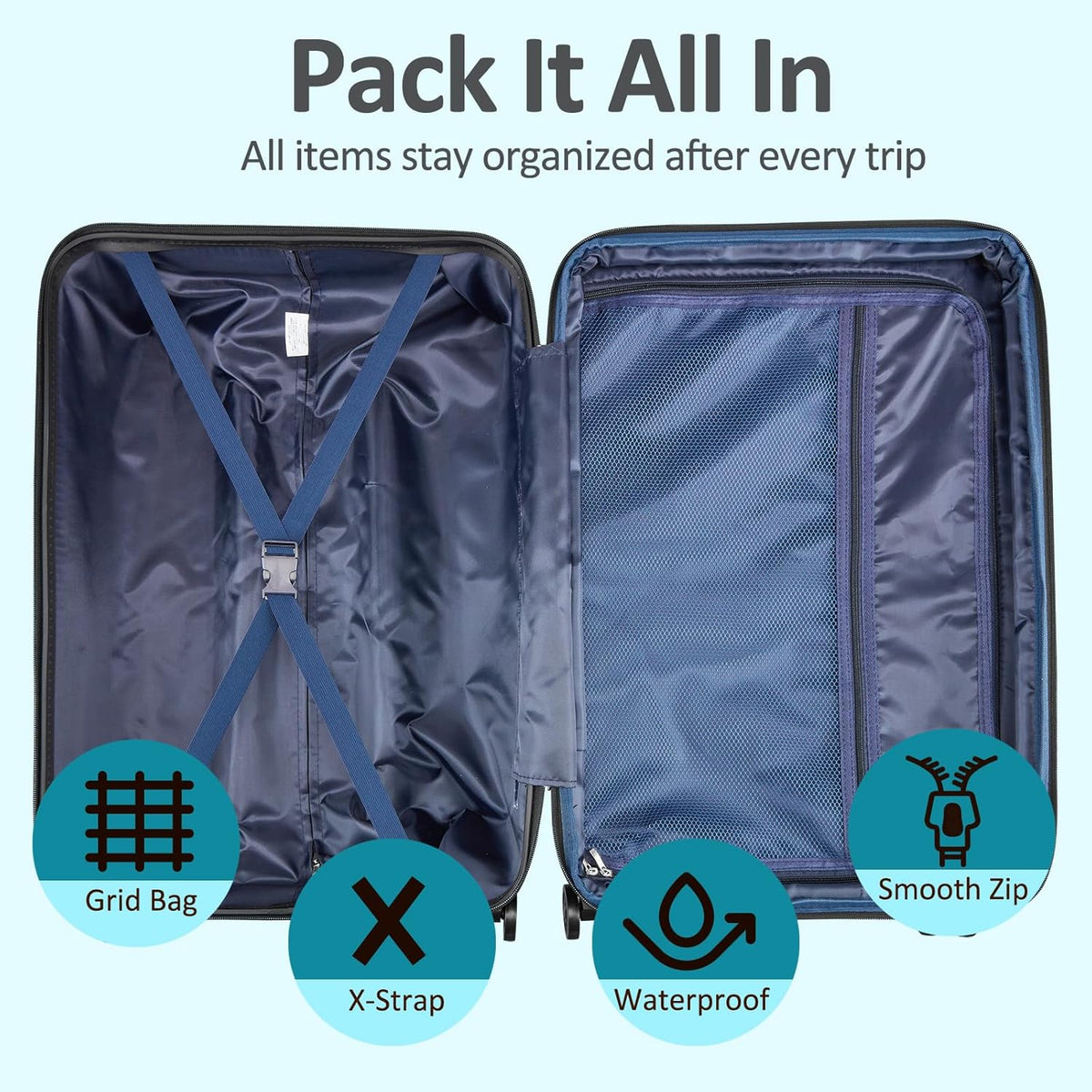 Carry on Luggage 22x14x9 Airline Approved, Expandable 20 Inch Hardside Suitcase with Wheels TSA Lock, PC+ABS Lightweight Carry on Suitcases for Women