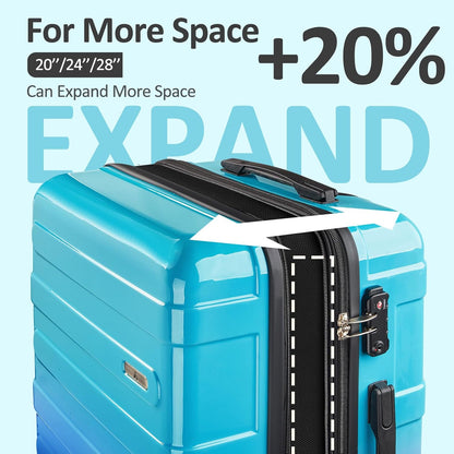 Carry on Luggage 22x14x9 Airline Approved, Expandable 20 Inch Hardside Suitcase with Wheels TSA Lock, PC+ABS Lightweight Carry on Suitcases for Women